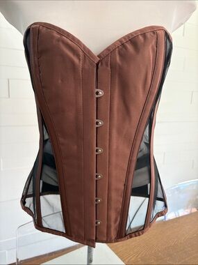 34" Corset Story (Suitable for 37-38" Natural Waist) Brown Satin Mesh Corset